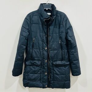 L.O.G.G. H&M Quilted Jacket Women Black Lined full Zip Pockets Size 6